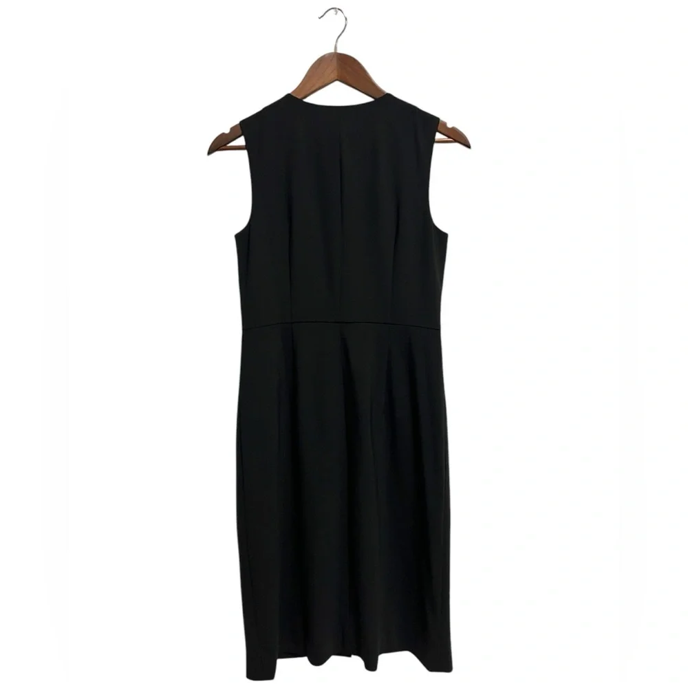 J.Crew Buttoned sheath dress in Italian stretch wool blend black size 4 NWT